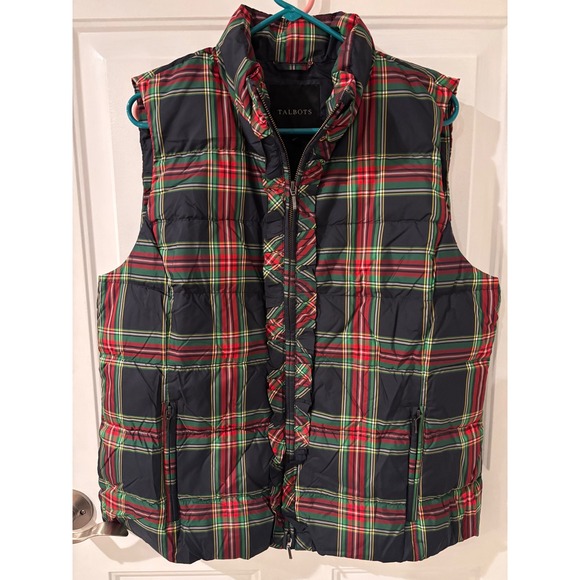 Talbots Jackets & Blazers - Talbots Womens Plaid Quilted Puffer Vest Pockets‎ Full Zip Gingham Check XL